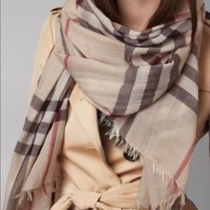 Burberry check wool and silk scarf